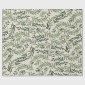 Papier Cadeau Pin classique sur Crème Wreath Noël (Plat)