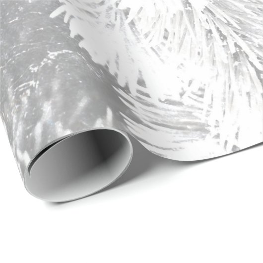 Papier Cadeau Pin de Noël blanc (Coin rond)