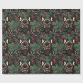 Papier Cadeau Pin de Noël des chiens-taureaux français mignons (Plat)