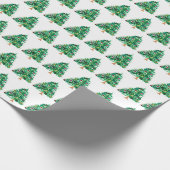 Papier Cadeau Pin de Noël Festif Vert aquarelle (Coin)