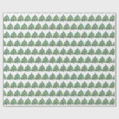 Papier Cadeau Pin de Noël Festif Vert aquarelle (Plat)