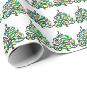 Papier Cadeau Pin de Noël Festif Vert aquarelle (Coin rond)