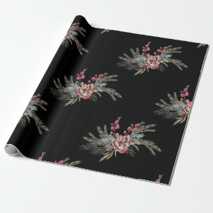 Papier Cadeau Pin de Noël noir