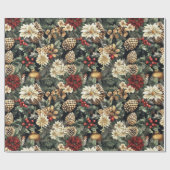 Papier Cadeau Pin de Noël traditionnel Fête Florale (Plat)