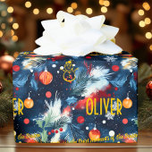 Papier Cadeau Pin et ornements personnalisés Noël