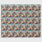 Papier Cadeau Pin Ski Vintage (Plat)
