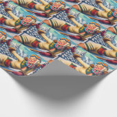 Papier Cadeau Pin Ski Vintage (Coin)