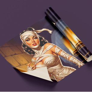 Papier Cadeau Pin-up de momie vintage