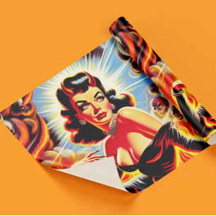 Papier Cadeau Pin-up diabolique rétro