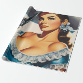 Papier Cadeau Pin-up rétro Far West (Déroulé)