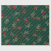 Papier Cadeau Pinceau blanc Ilex Berries Emerald Green (Plat)