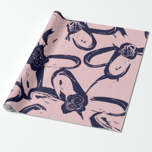 Papier Cadeau Pinceau rose et floral de marine brokies sans soud