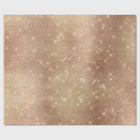 Papier Cadeau Pinceau rose rose or brillant diamant métallique (Plat)