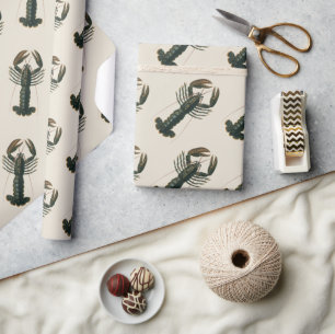 Papier Cadeau Pinces de homard Vie marine océanique vintage Crus