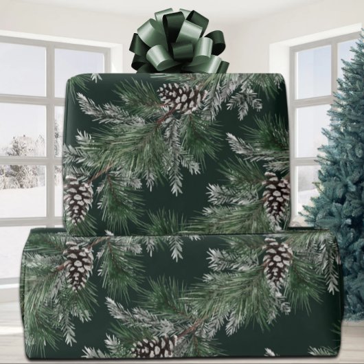 Papier Cadeau Pine blanche cônes épinette argentée arbre Garland