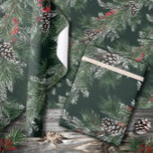 Papier Cadeau Pine blanche cônes Épinette argentée Baies rouges