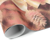 Papier Cadeau Pine Cone Fir Kaleidoscopique Design Peach rose (Coin rond)
