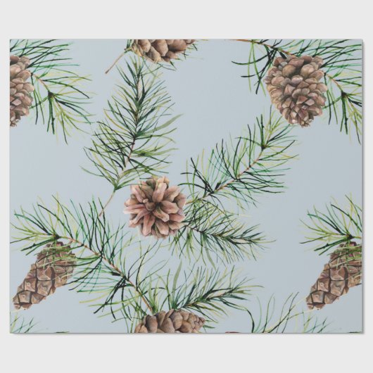 Papier Cadeau Pine Cone/Motif bleu (Plat)