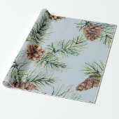 Papier Cadeau Pine Cone/Motif bleu (Déroulé)