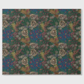 Papier Cadeau Pine Cones Noël Wreath Joyeuses Fêtes (Plat)