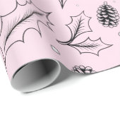 Papier Cadeau Pine Corn Feuille flocon de neige flocon saisonnie (Coin rond)