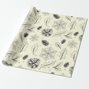 Papier Cadeau Pine Corn Feuille flocon de neige flocon saisonnie