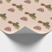 Papier Cadeau Pine de Noël cône & Branches Motifs rose vert (Coin)