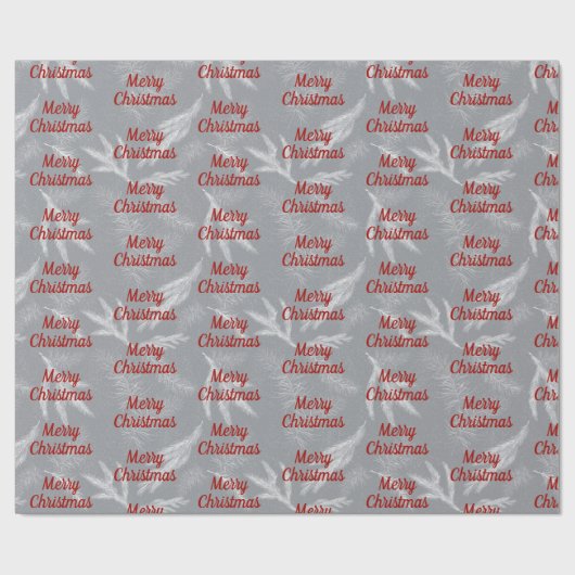Papier Cadeau Pine de Noël sur Gris (Plat)