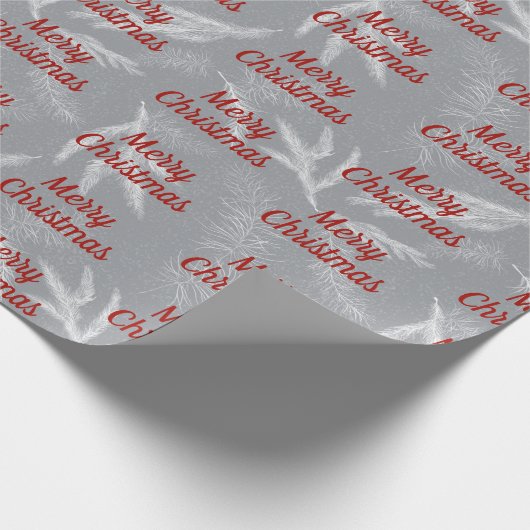Papier Cadeau Pine de Noël sur Gris (Coin)
