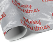 Papier Cadeau Pine de Noël sur Gris (Coin rond)