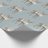 Papier Cadeau Pine de Noël Vert Cerf Rustique (Coin)