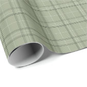 Papier Cadeau Pine Deer Plaid - sauge vert cabincore tartan. (Coin rond)