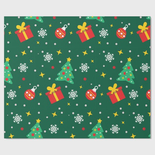 Papier Cadeau Pine d'hiver moderne arbre vert Noël (Plat)