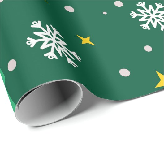 Papier Cadeau Pine d'hiver moderne arbre vert Noël (Coin rond)