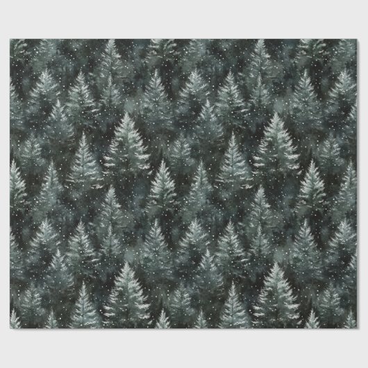 Papier Cadeau Pine Green Trees Christmas (Plat)