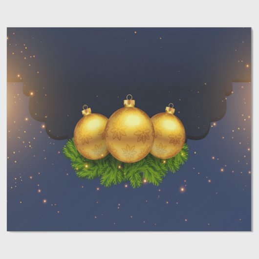 Papier Cadeau Pine Tree Branches Balls de Noël (Plat)