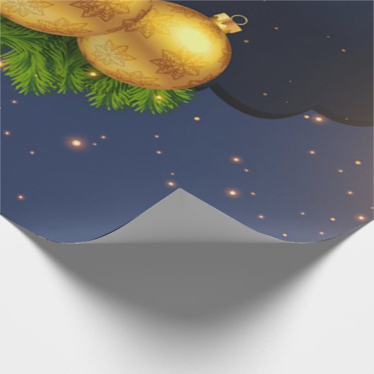 Papier Cadeau Pine Tree Branches Balls de Noël (Coin)