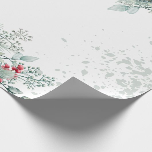 Papier Cadeau Pine Tree Branches Berries Holiday (Coin)