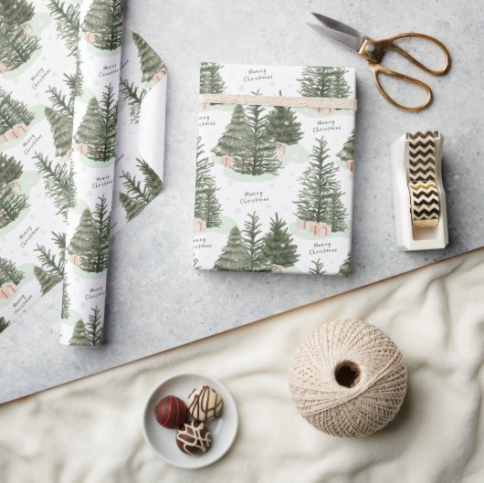 Papier Cadeau Pine Tree Joyeux cadeau de Noël (Artisanat)