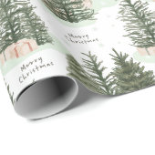 Papier Cadeau Pine Tree Joyeux cadeau de Noël (Coin rond)