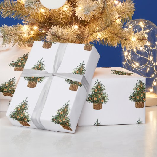 Papier Cadeau Pine Tree, Orange (Vacances)