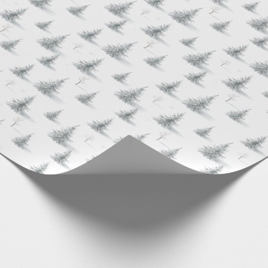 Papier Cadeau Pine Trees Forêt Noël Motif d'hiver (Coin)