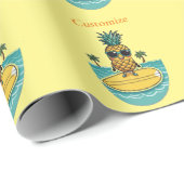 Papier Cadeau Pineappa Surfer Dirige Une Vague Thunder_Cove (Coin rond)