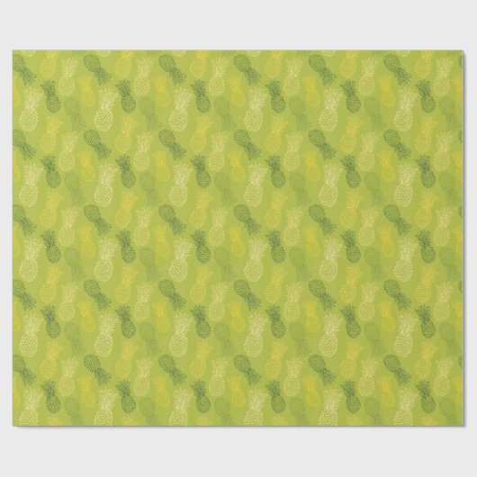 Papier Cadeau Pineapple Outline Pattern on Green (Plat)