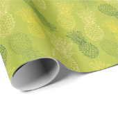 Papier Cadeau Pineapple Outline Pattern on Green (Coin rond)