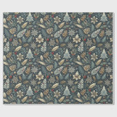 Papier Cadeau Pinecone, Holly, Snowflakes & Berries Holiday (Plat)