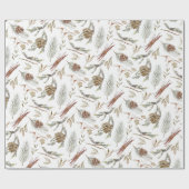 Papier Cadeau Pinecone rustique et Noël À feuillage persistant (Plat)
