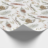 Papier Cadeau Pinecone rustique et Noël À feuillage persistant (Coin)