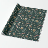 Papier Cadeau Pinecone rustique et Noël À feuillage persistant (Déroulé)