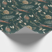 Papier Cadeau Pinecone rustique et Noël À feuillage persistant (Coin)